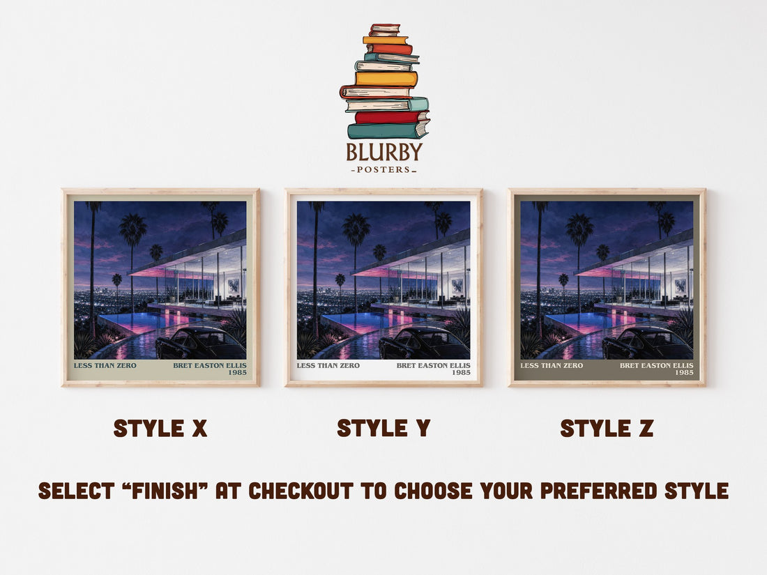 Less than Zero literary print in frame leaning in hallway – literary fiction wall art (mockup)