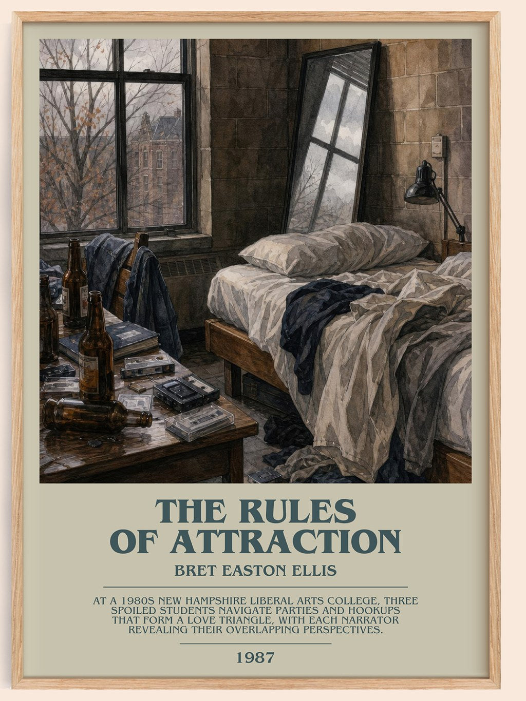 The rules of attraction bookish book poster by Bret Easton Ellis – framed literary art print