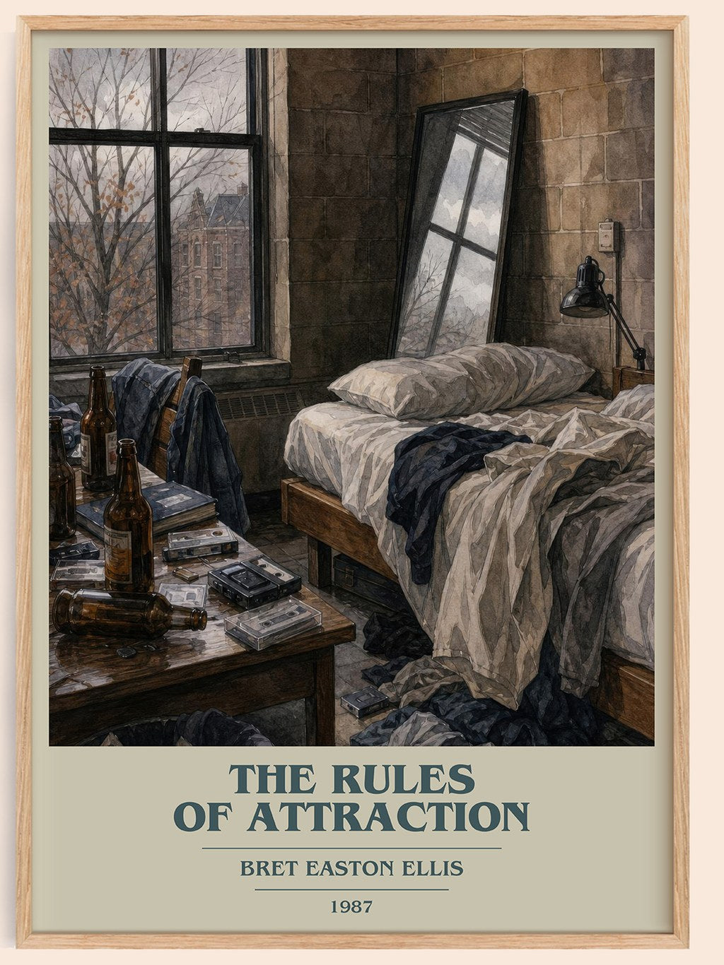 The rules of attraction book cover book poster by Bret Easton Ellis – framed literary art print