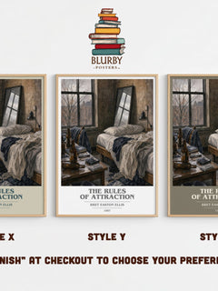 The rules of attraction book cover print in frame leaning in hallway – contemporary fiction wall art