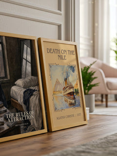 The rules of attraction watercolour print framed by window – literary home decor