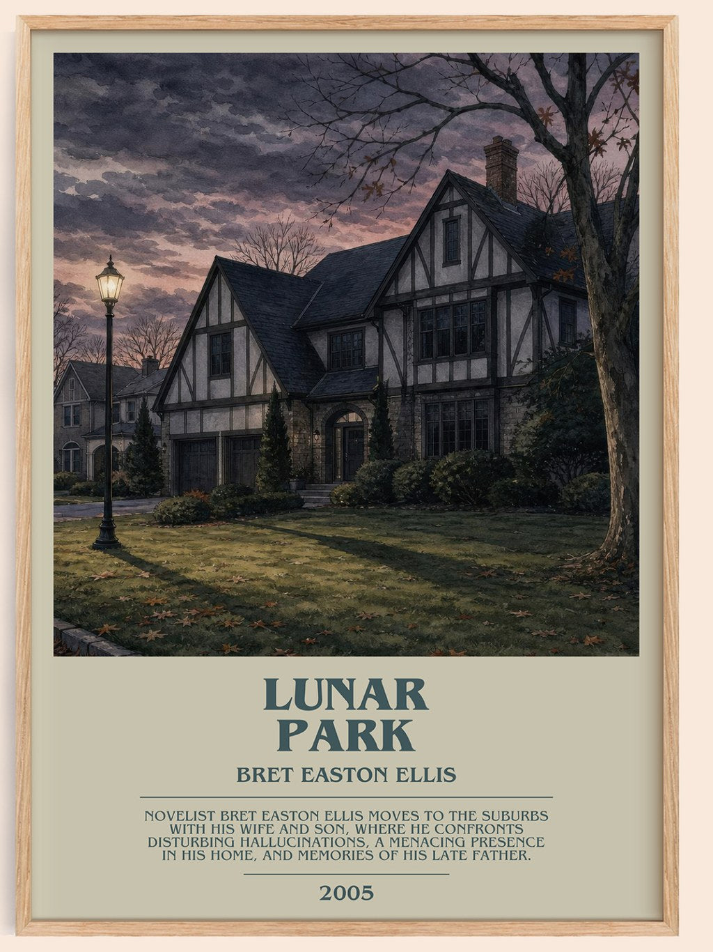 Lunar Park bookish book poster by Bret Easton Ellis – framed literary art print