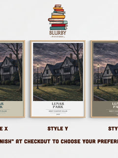 Lunar Park book cover print in frame leaning in hallway – horror wall art