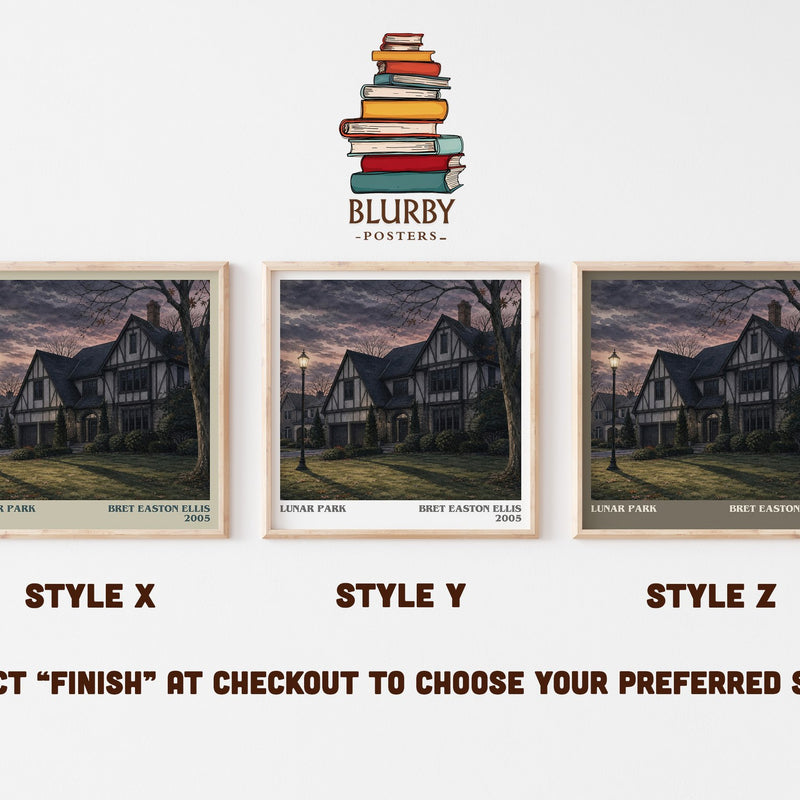 Lunar Park literary print in frame leaning in hallway – horror wall art