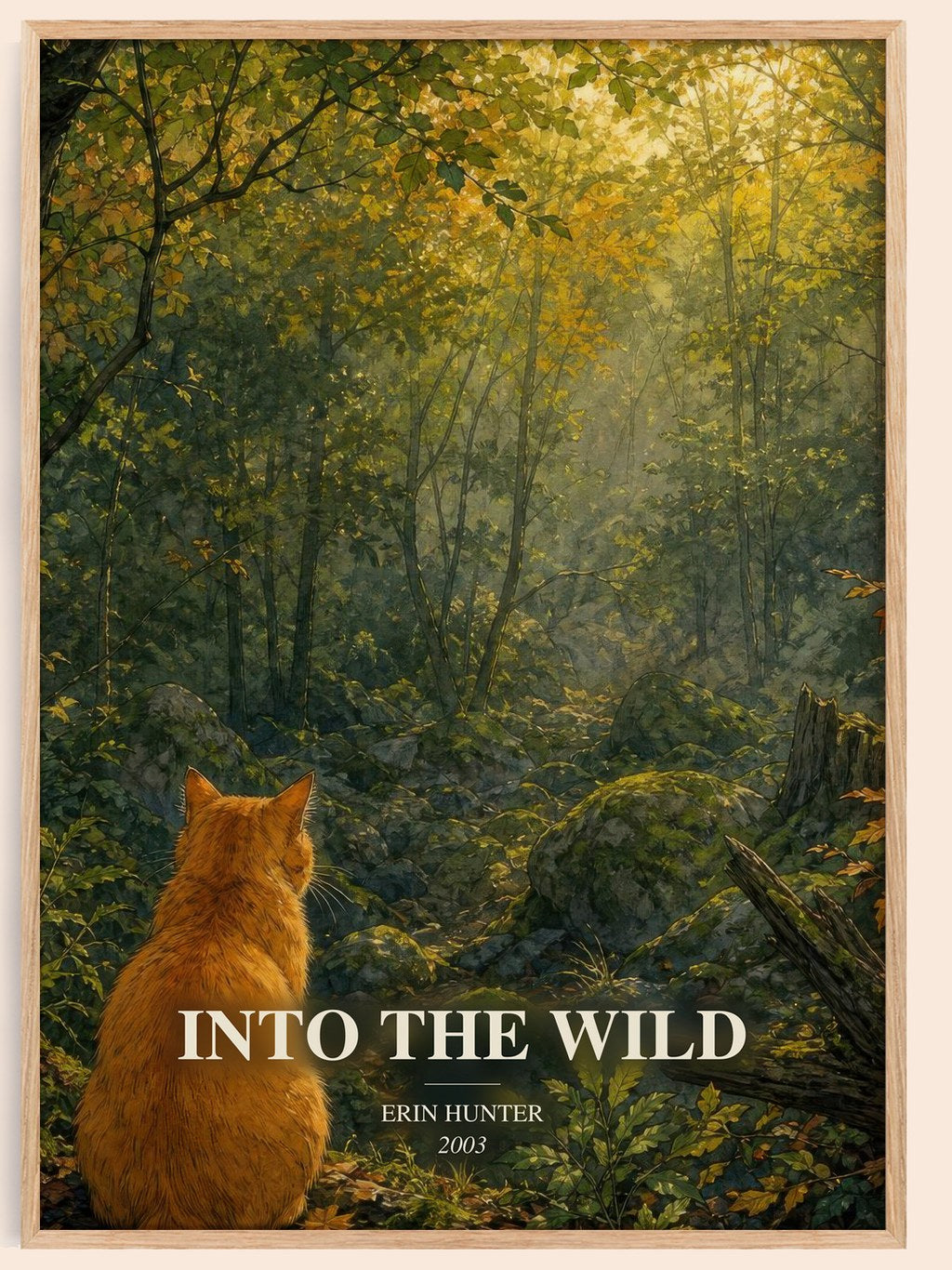 Into the Wild watercolour book poster by Erin Hunter – framed literary art print