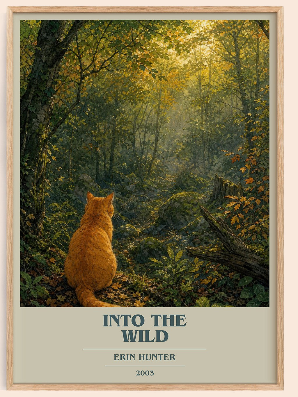 Into the Wild book cover book poster by Erin Hunter – framed literary art print