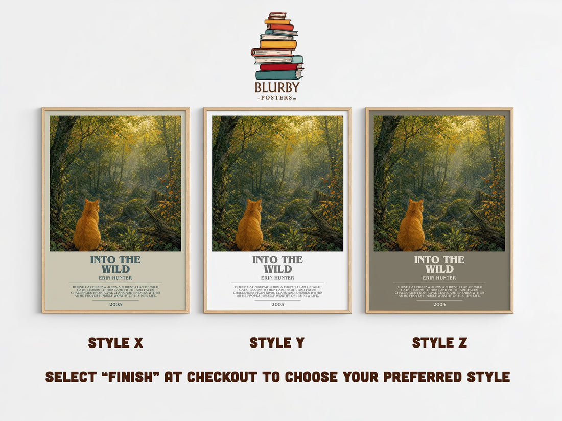Into the Wild bookish print in frame leaning in hallway – fantasy wall art (mockup)