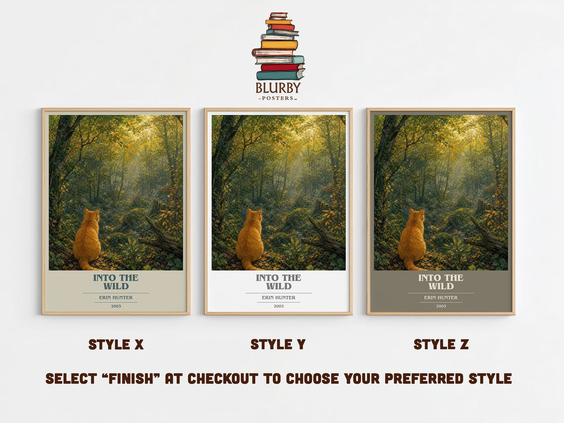 Into the Wild book cover print in frame leaning in hallway – fantasy wall art (mockup)