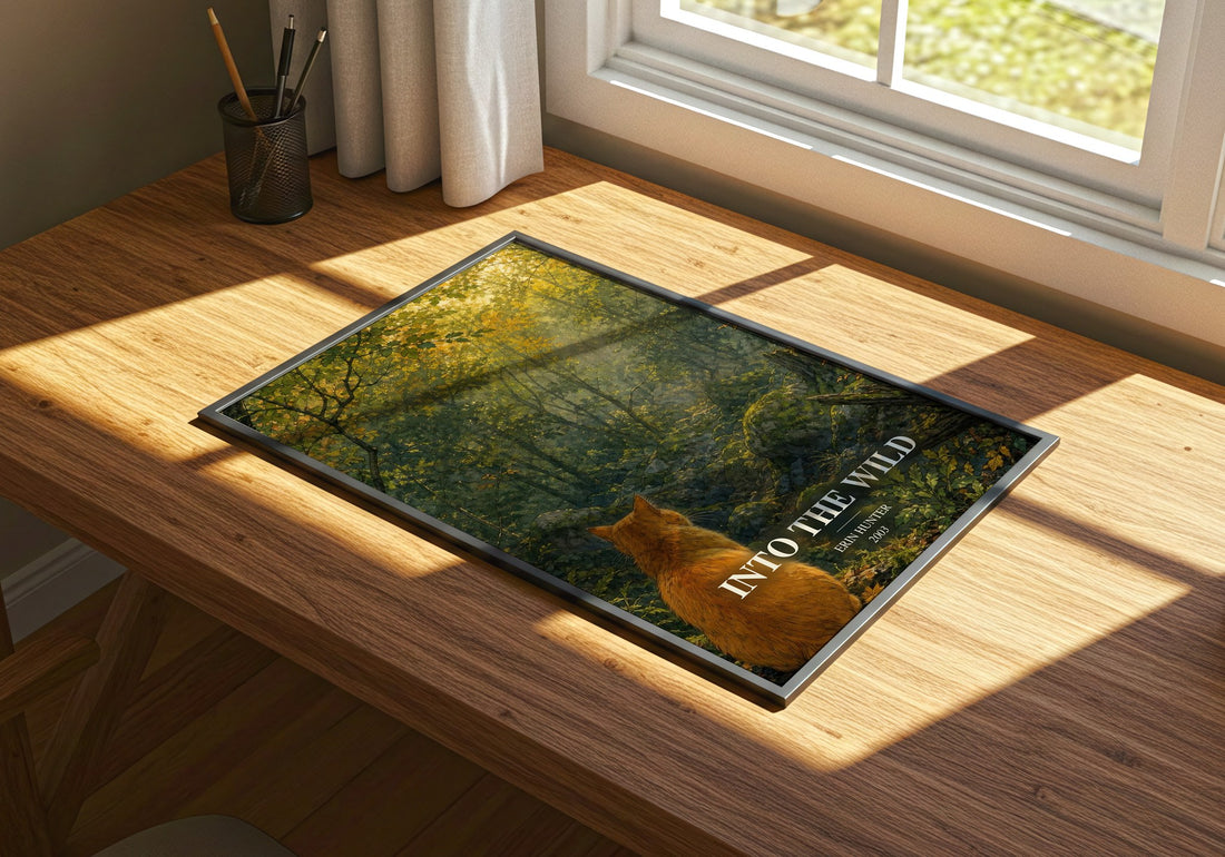 Into the Wild watercolour book poster framed on wall – fantasy wall art