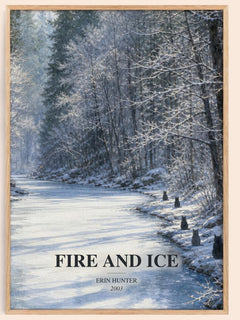 Fire and Ice watercolour book poster by Erin Hunter – framed literary art print
