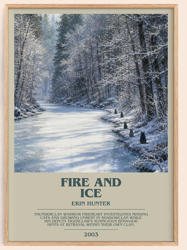 Fire and Ice bookish book poster by Erin Hunter – framed literary art print