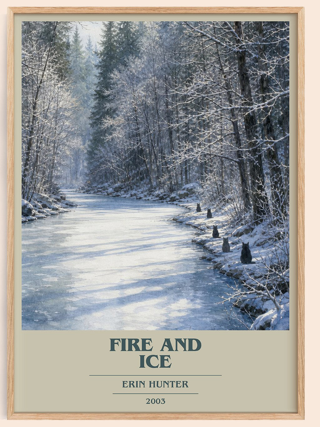 Fire and Ice book cover book poster by Erin Hunter – framed literary art print