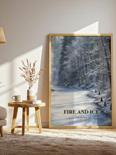 Fire and Ice watercolour print in frame leaning in hallway – childrens wall art