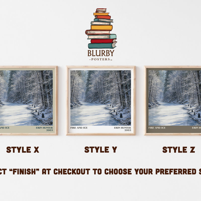 Fire and Ice literary print in frame leaning in hallway – childrens wall art