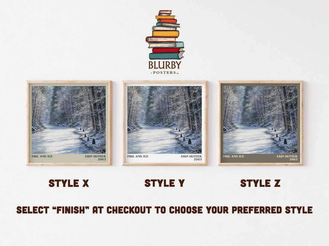 Fire and Ice literary print in frame leaning in hallway – childrens wall art (mockup)