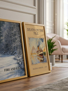 Fire and Ice watercolour print framed by window – literary home decor