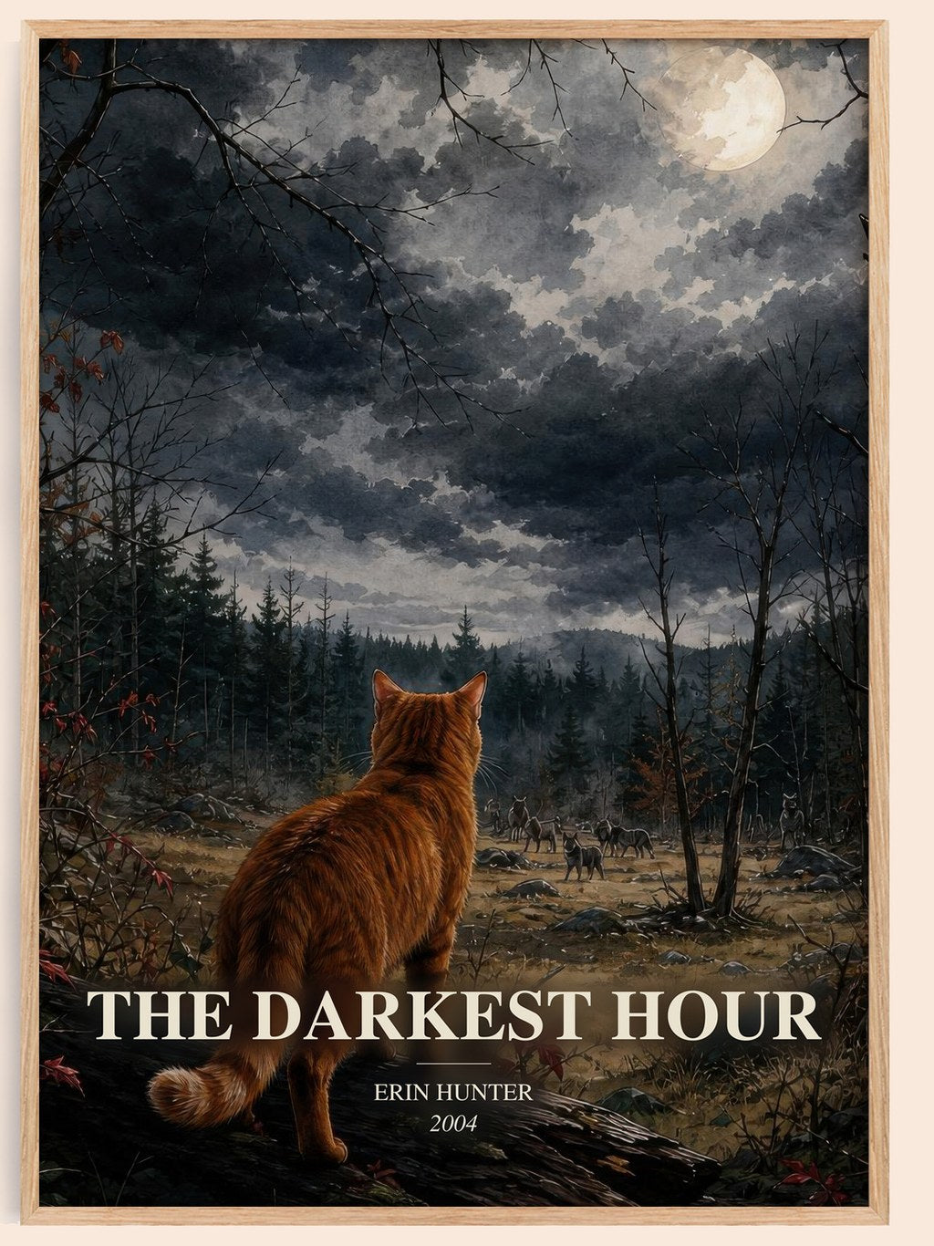 The Darkest Hour watercolour book poster by Erin Hunter – framed literary art print