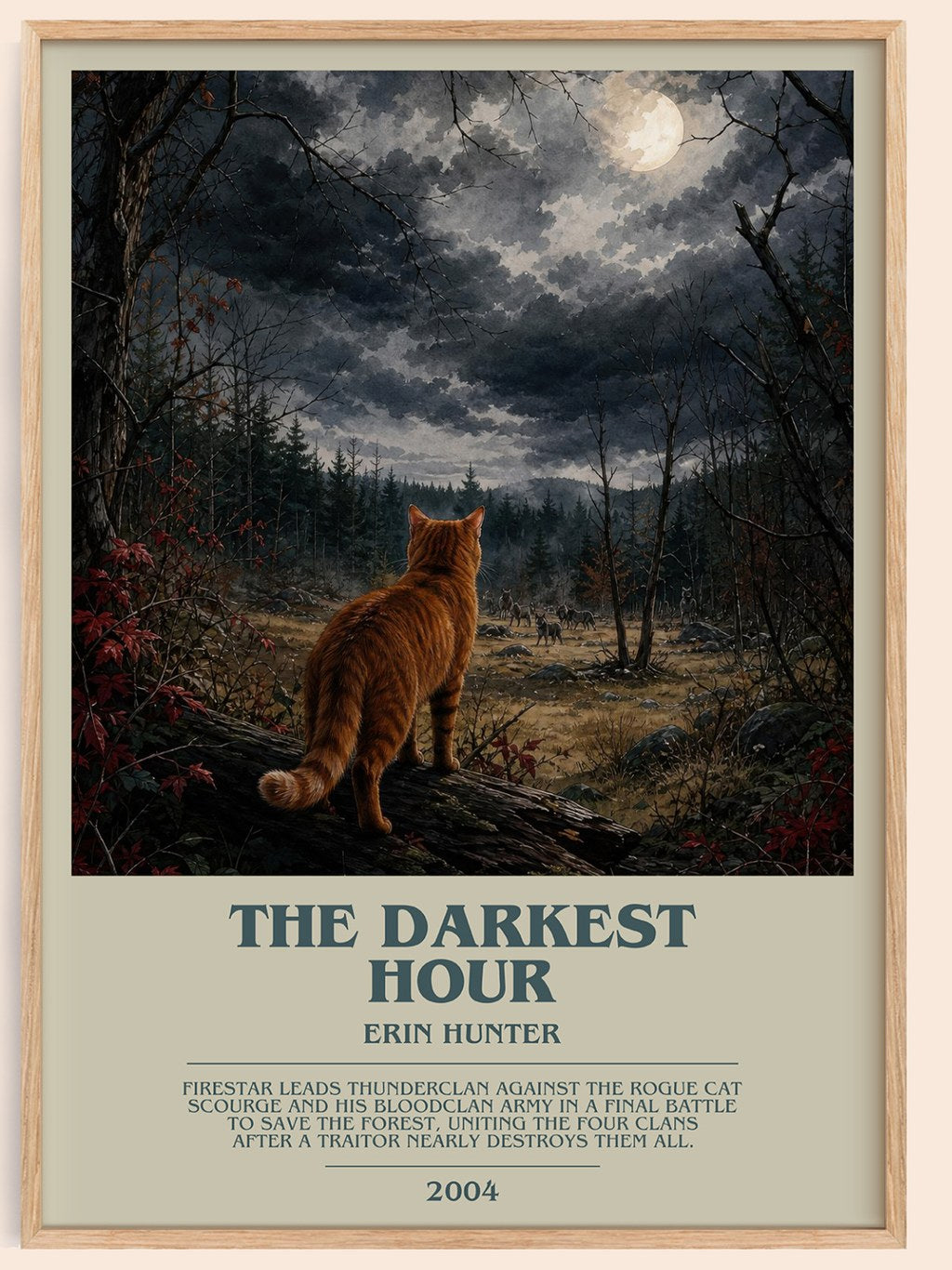 The Darkest Hour bookish book poster by Erin Hunter – framed literary art print