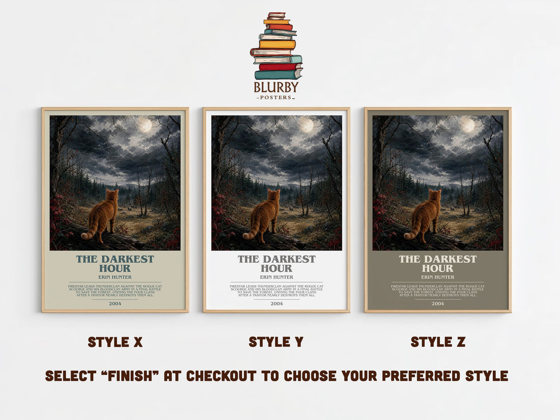 The Darkest Hour bookish print in frame leaning in hallway – fantasy wall art (mockup)