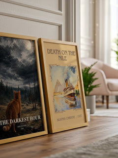 The Darkest Hour watercolour print framed by window – literary home decor