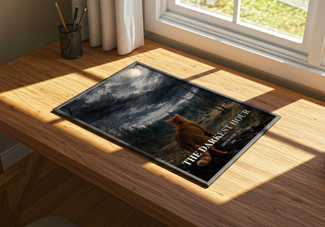 The Darkest Hour watercolour book poster framed on wall – fantasy wall art