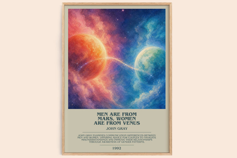 Men are From Mars, Women are From Venus Bookish Wall Art by John Gray (Modern style)