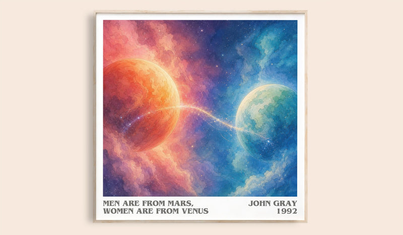 Men are From Mars, Women are From Venus Literary Art Print by J. Gray (Square style)