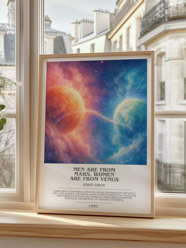 Men are From Mars, Women are From Venus bookish poster colour and style options – John Gray book art