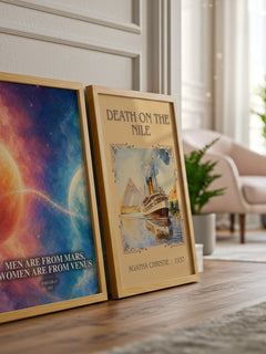Men are From Mars, Women are From Venus watercolour print framed by window – literary home decor