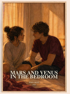 Mars and Venus in the bedroom watercolour book poster by John Gray – framed literary art print