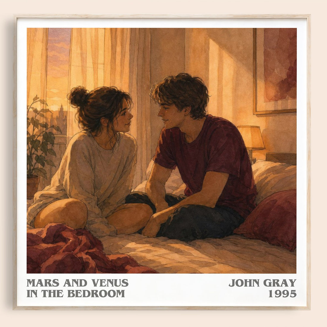 Mars and Venus in the bedroom literary book poster by John Gray – framed literary art print