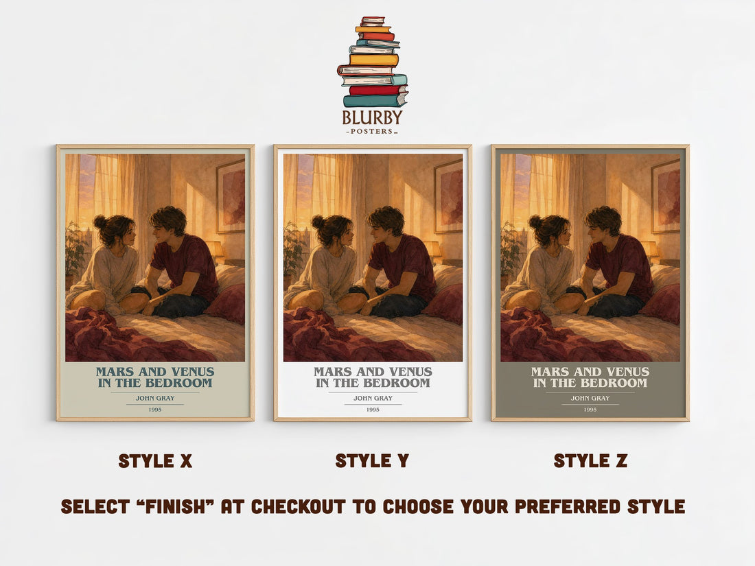 Mars and Venus in the bedroom book cover print in frame leaning in hallway – non fiction wall art (mockup)