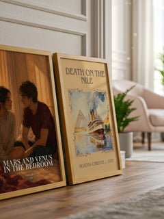 Mars and Venus in the bedroom watercolour print framed by window – literary home decor