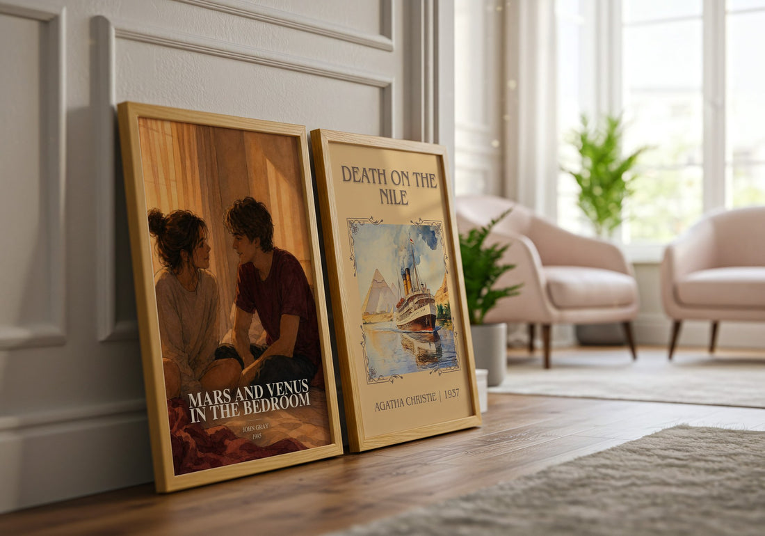 Mars and Venus in the bedroom watercolour print framed by window – literary home decor