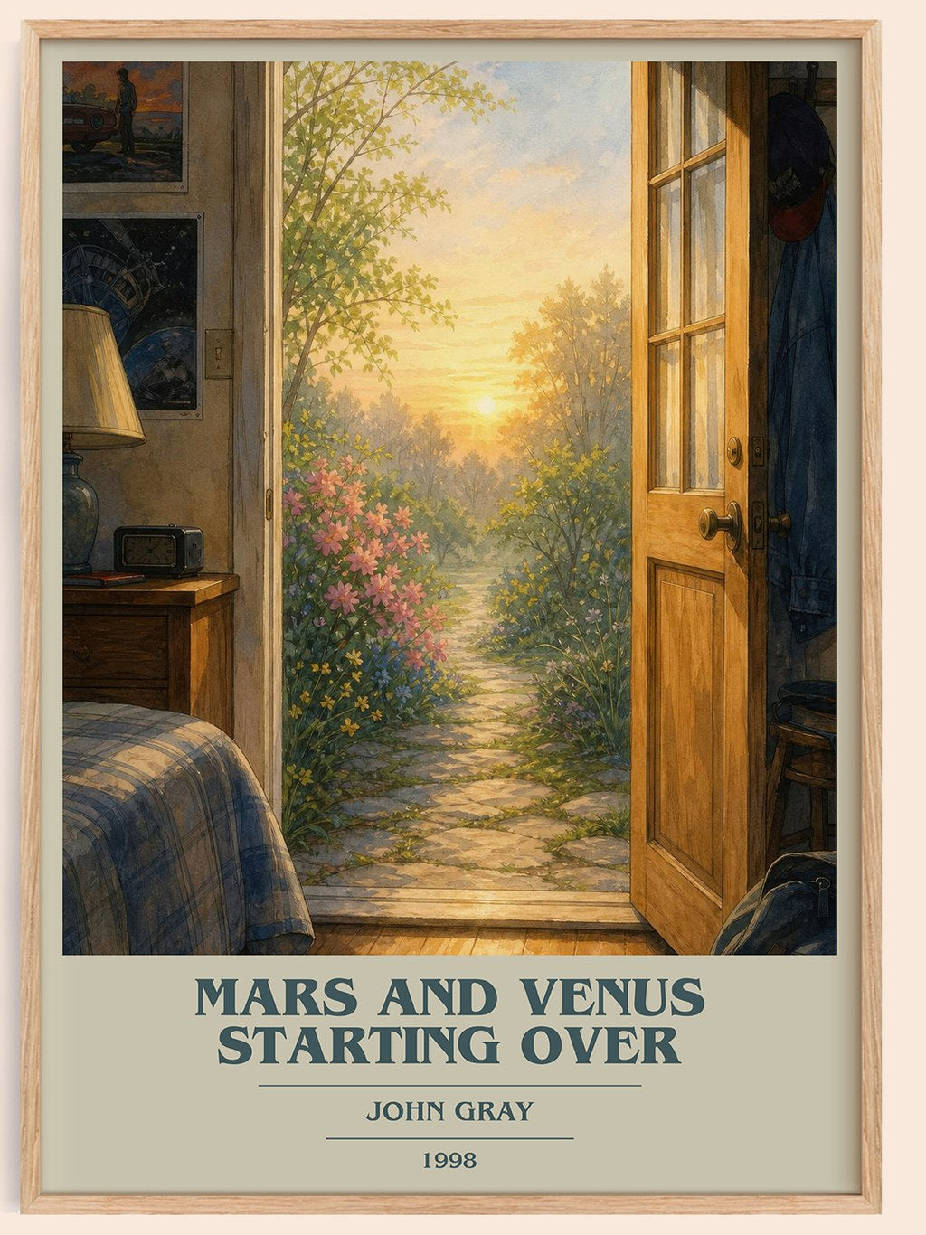 Mars and Venus Starting Over book cover book poster by John Gray – framed literary art print