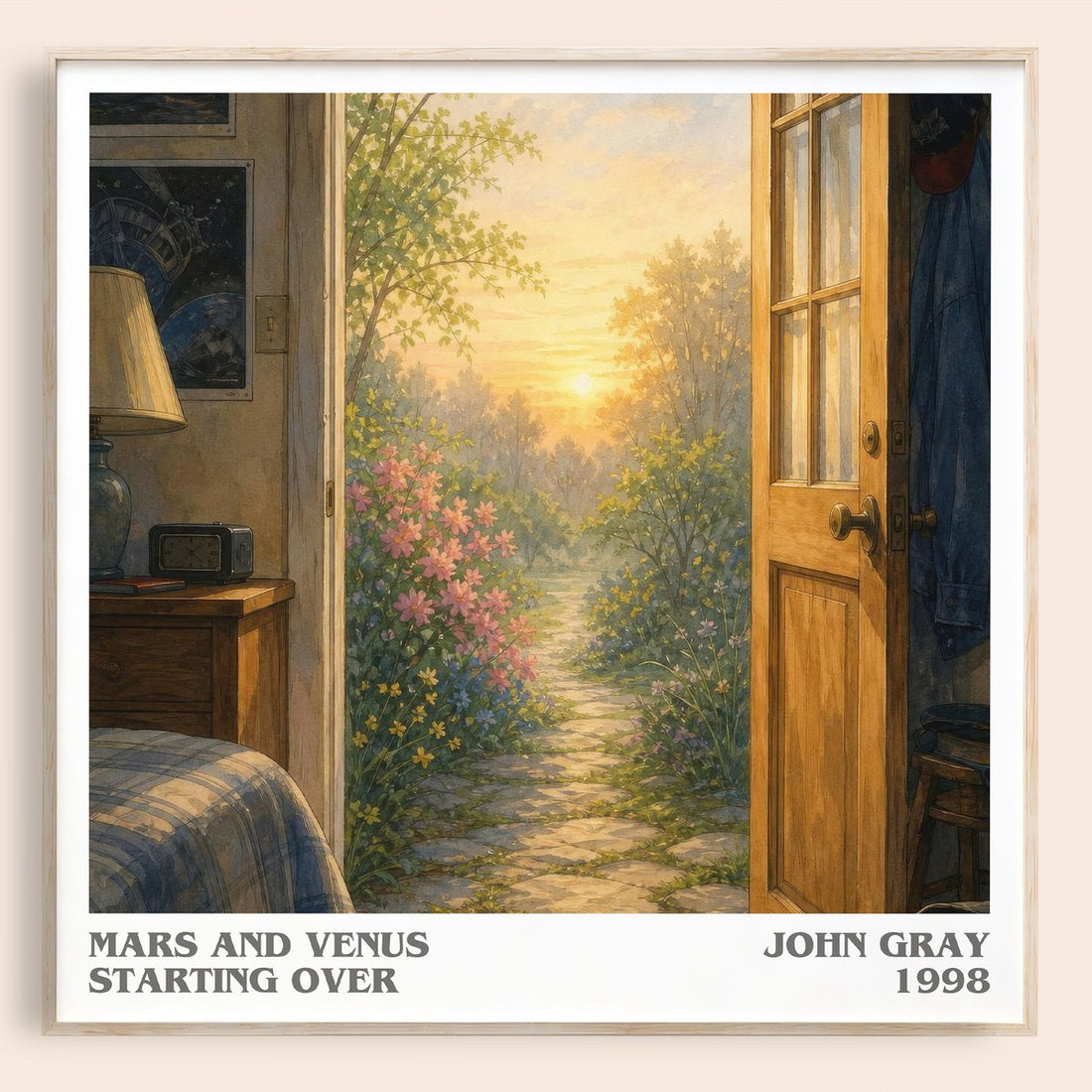 Mars and Venus Starting Over literary book poster by John Gray – framed literary art print