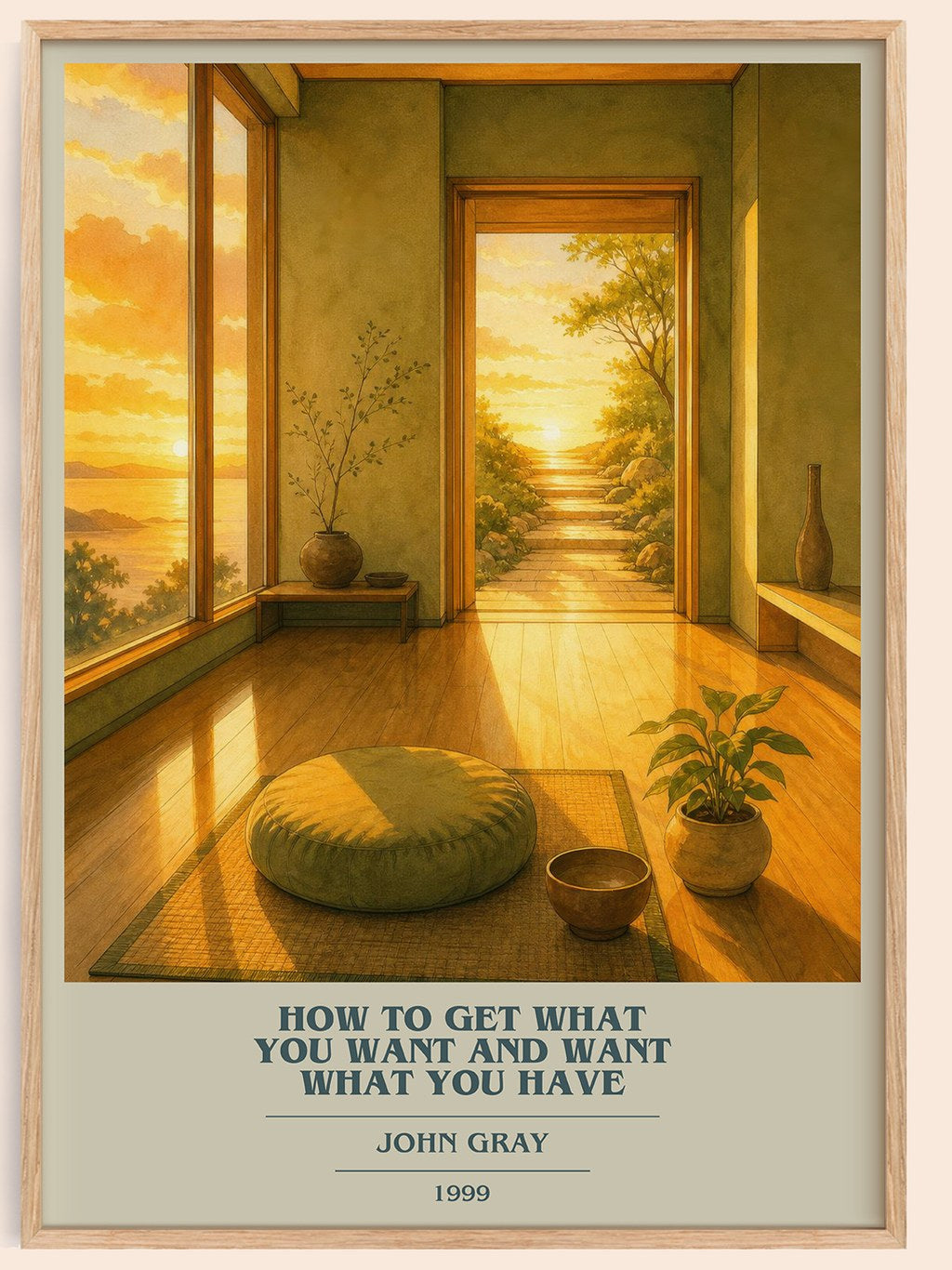 How to Get What You Want and Want What You Have book cover book poster by John Gray – framed literary art print