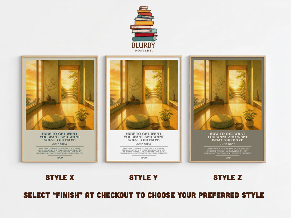 How to Get What You Want and Want What You Have bookish print in frame leaning in hallway – non fiction wall art (mockup)