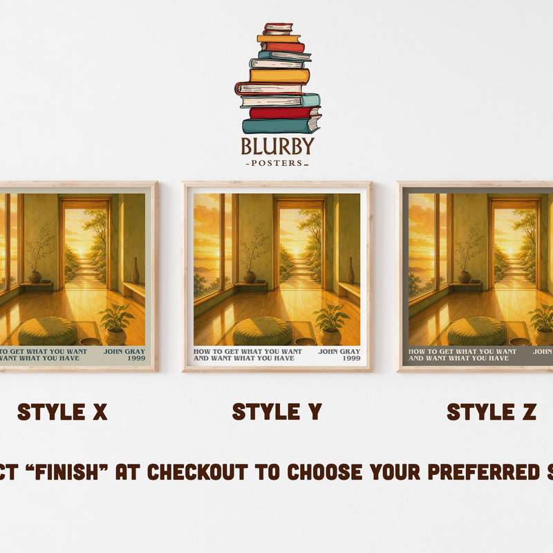 How to Get What You Want and Want What You Have literary print in frame leaning in hallway – non fiction wall art