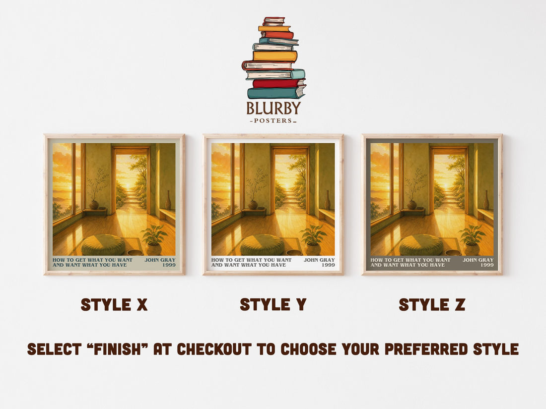 How to Get What You Want and Want What You Have literary print in frame leaning in hallway – non fiction wall art (mockup)