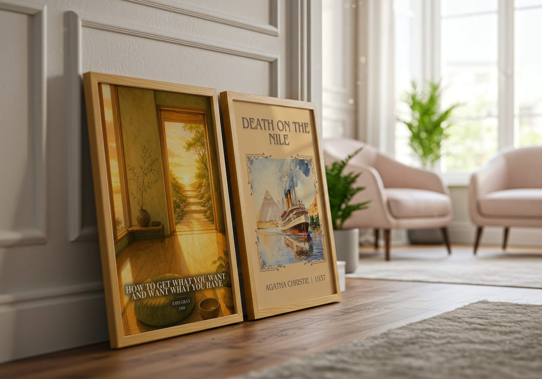 How to Get What You Want and Want What You Have watercolour print framed by window – literary home decor