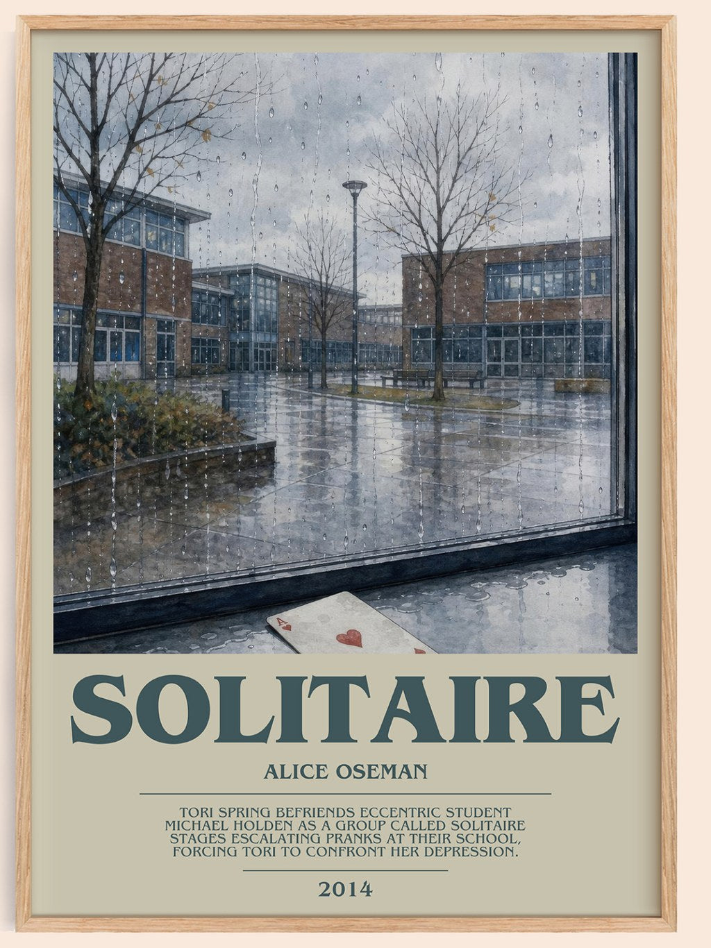 Solitaire bookish book poster by Alice Oseman – framed literary art print