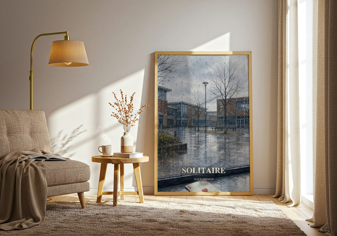 Solitaire watercolour print in frame leaning in hallway – young adult wall art