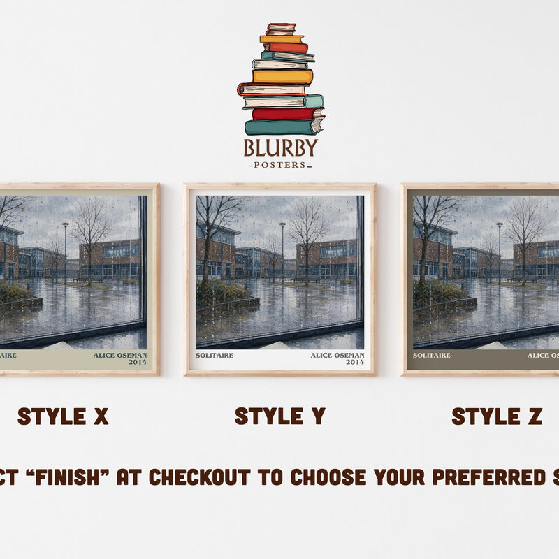 Solitaire literary print in frame leaning in hallway – young adult wall art