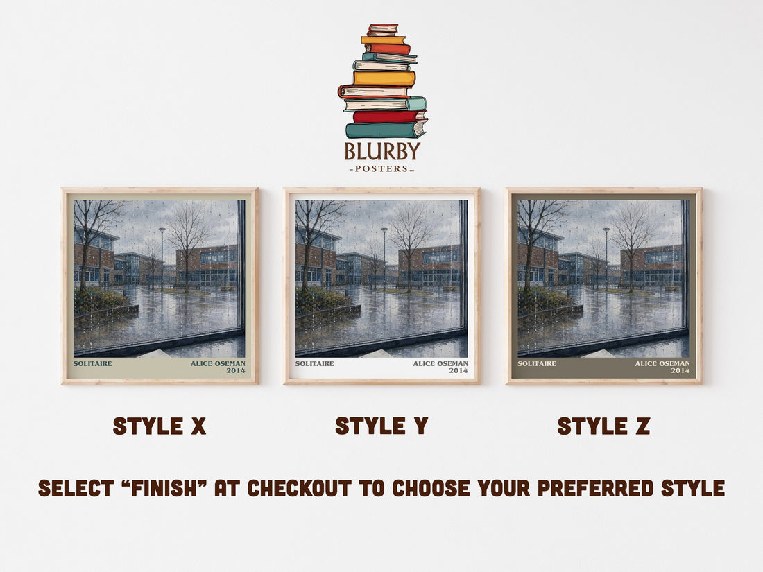 Solitaire literary print in frame leaning in hallway – young adult wall art (mockup)