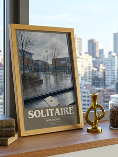 Solitaire book cover print framed by window – literary home decor
