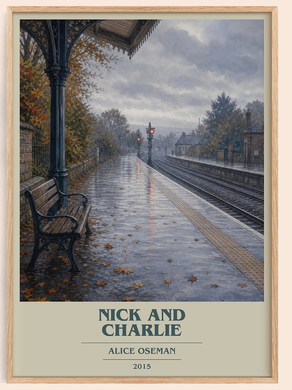 Nick and Charlie book cover book poster by Alice Oseman – framed literary art print
