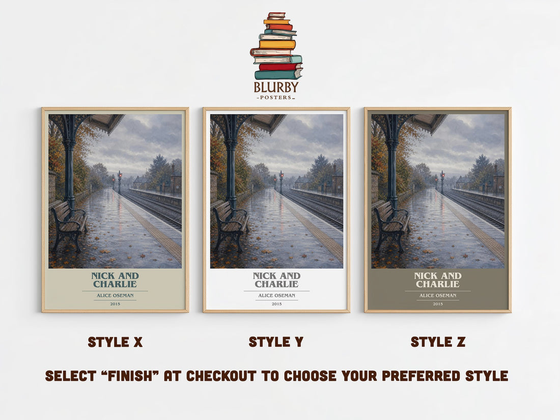 Nick and Charlie book cover print in frame leaning in hallway – young adult wall art (mockup)