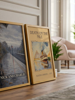 Nick and Charlie watercolour print framed by window – literary home decor