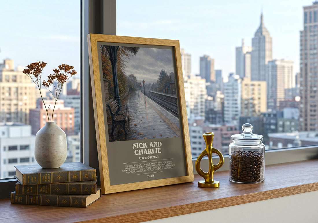 Nick and Charlie bookish print framed by window – literary home decor
